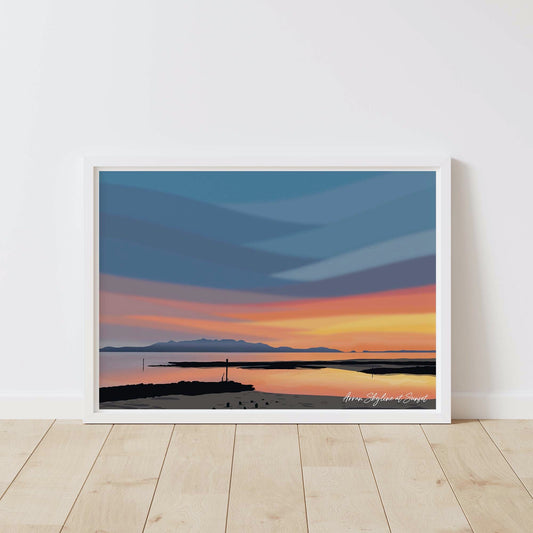 Arran Skyline at Sunset, Ayrshire Scotland Landscape Wall Art