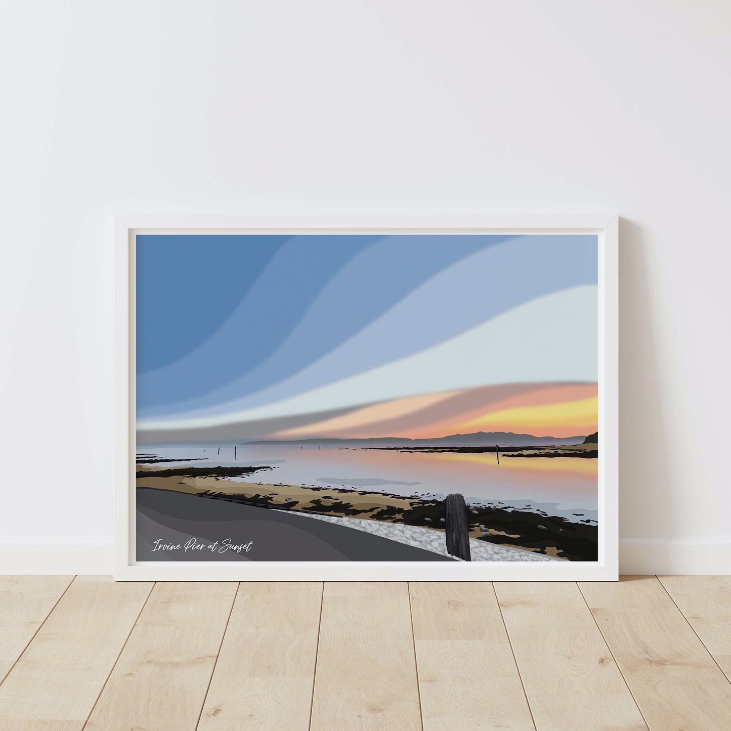 Irvine Pier at Sunset, Ayrshire Arran Scotland Landscape Wall Art