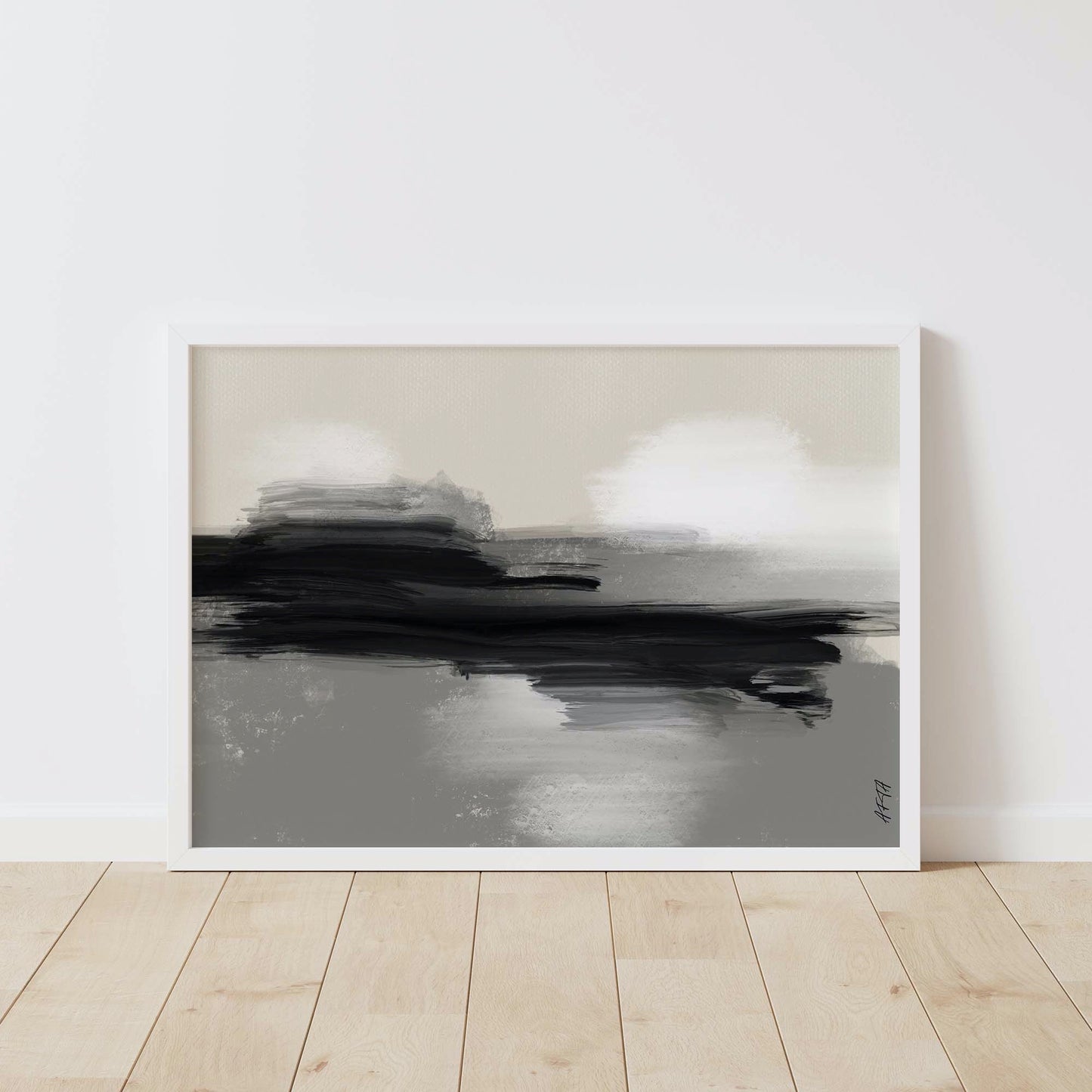 Abstract Neutral and Black Oil Painting Wall Art