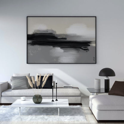 Abstract Neutral and Black Oil Painting Wall Art