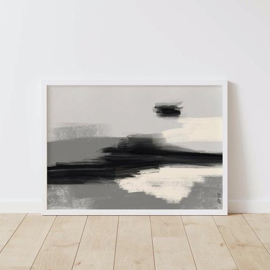 Abstract Neutral and Black Oil Painting Wall Art