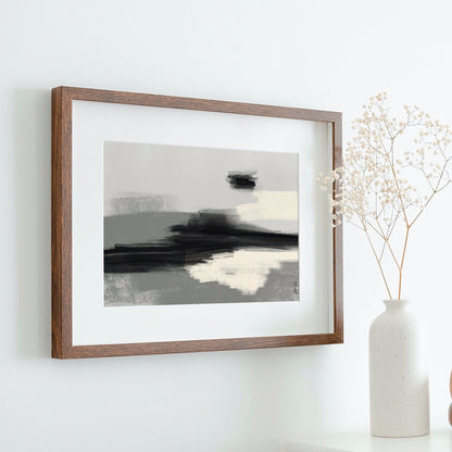 Abstract Neutral and Black Oil Painting Wall Art