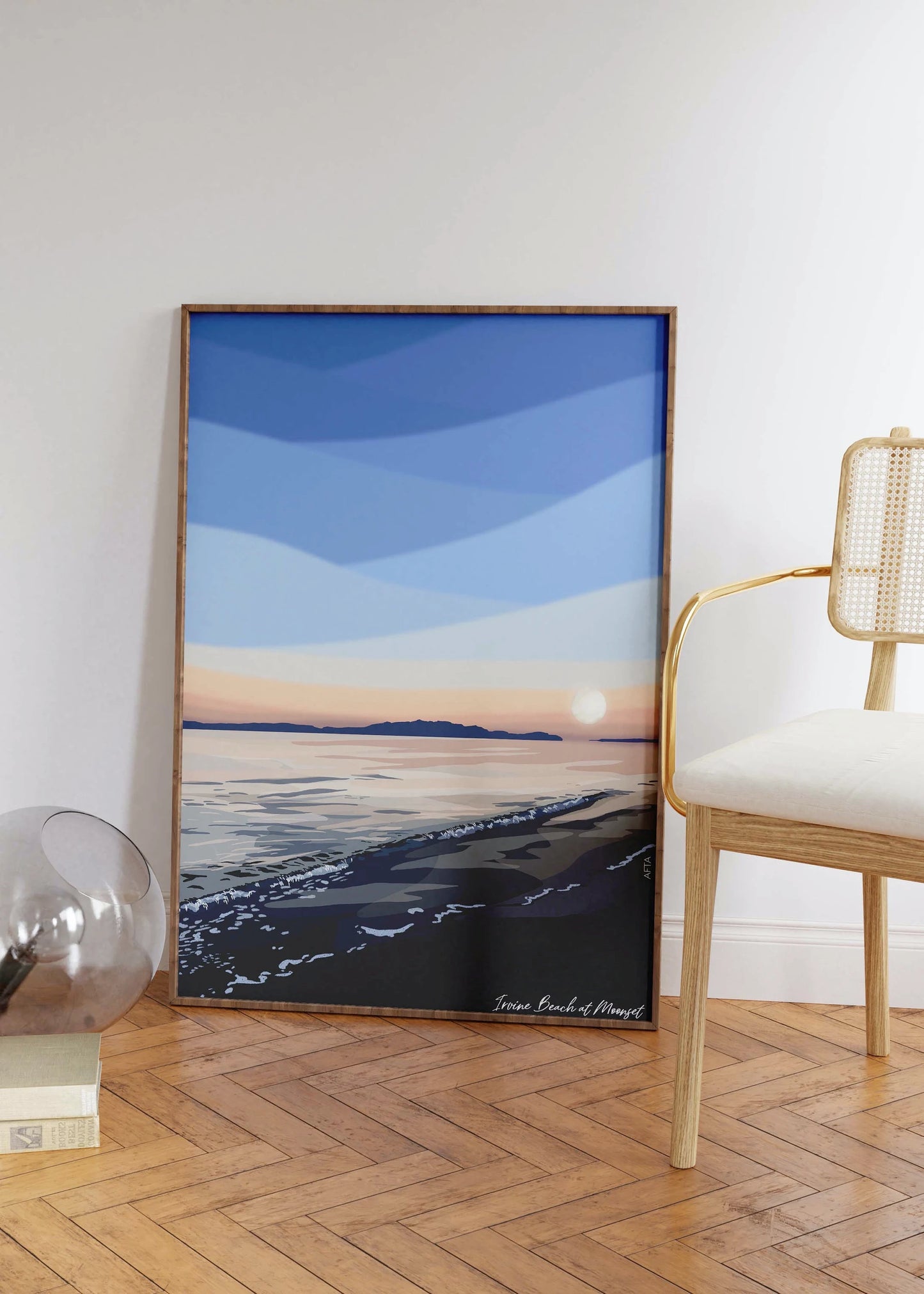 Irvine Beach at Moonset, Ayrshire Scotland Landscape Wall Art