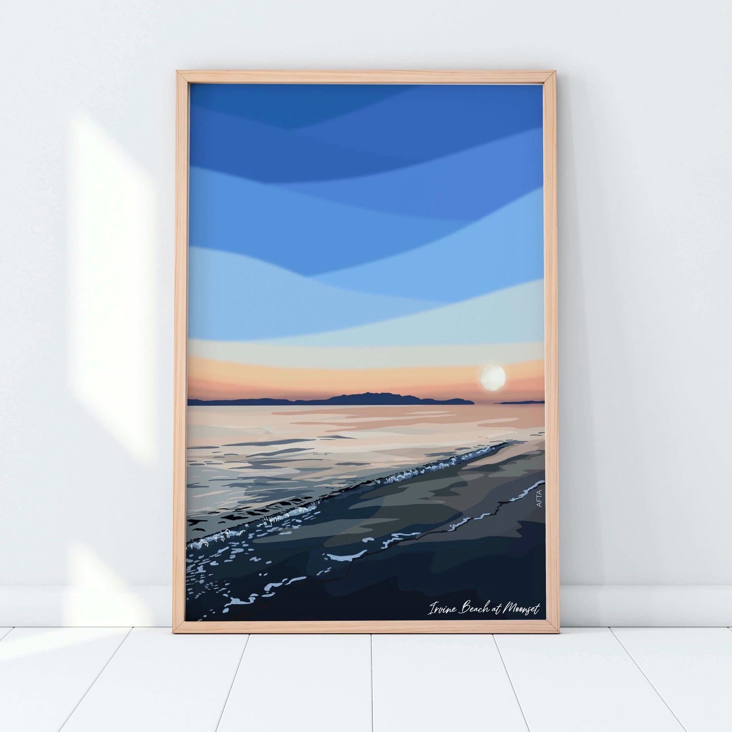 Irvine Beach at Moonset, Ayrshire Scotland Landscape Wall Art