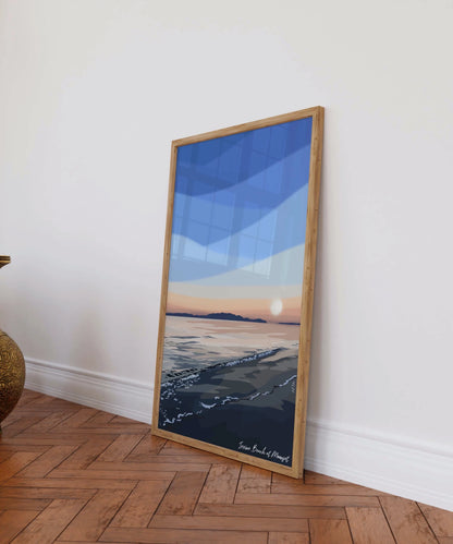 Irvine Beach at Moonset, Ayrshire Scotland Landscape Wall Art