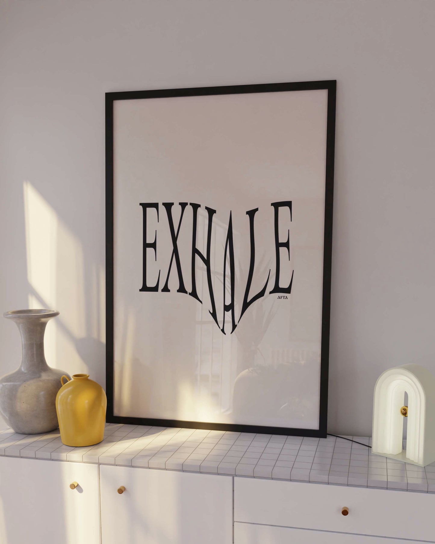 Exhale Wavey Text Quote Wall Art