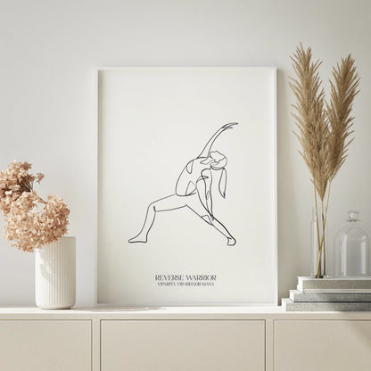 Reverse Warrior Yoga Line Wall Art