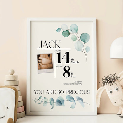 Custom Baby Birth Date, Weight, Location Wall Art