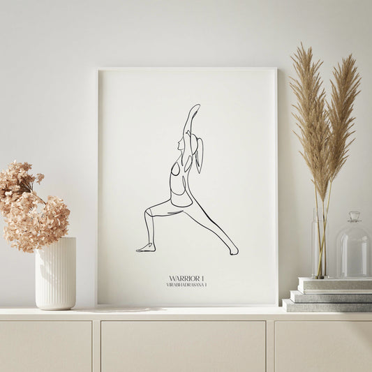 Warrior 1 Yoga Line Wall Art