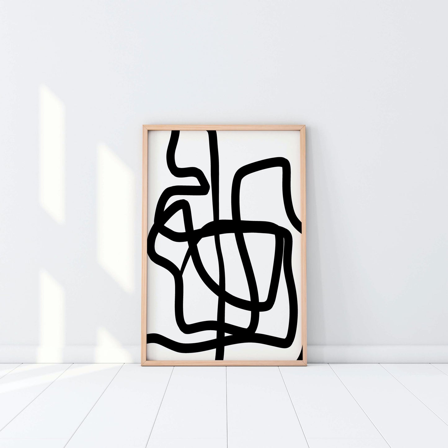 Set of 3 Abstract Monochrome Line Art Wall Art