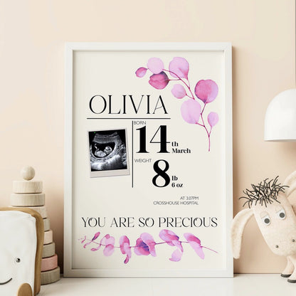 Custom Baby Birth Date, Weight, Location Wall Art