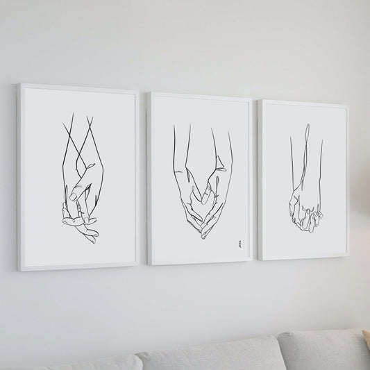 Single Print Hands Line Art Wall Art