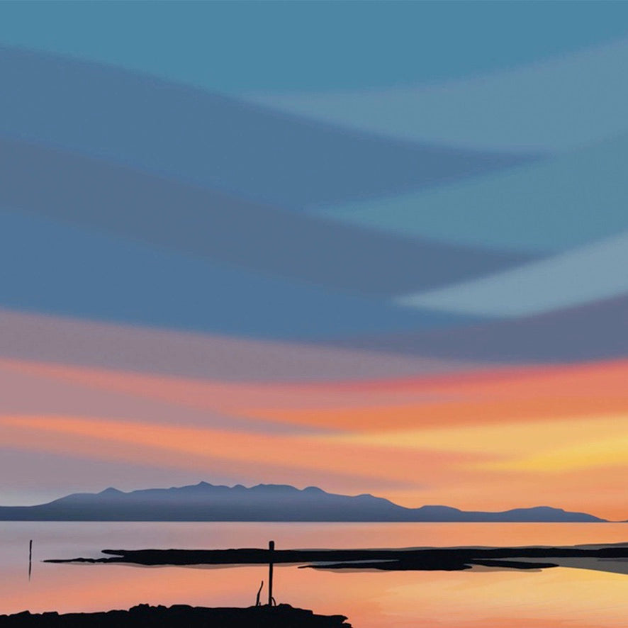Arran Skyline at Sunset, Ayrshire Scotland Landscape Wall Art