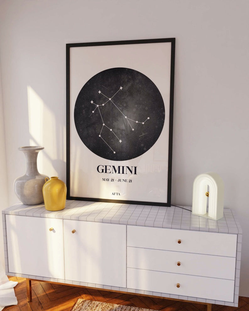 GEMINI Constellation Zodiac Star Sign Wall Art
