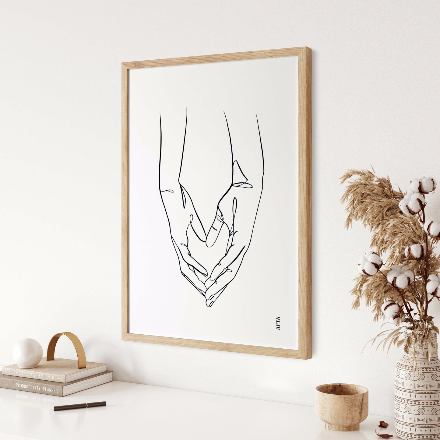 Set of 3 Holding Hands Line Art Wall Art