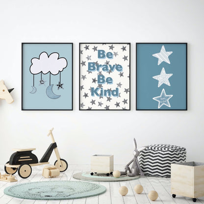 Set of 3 Mix n Match Baby Boys Nursery Wall Art