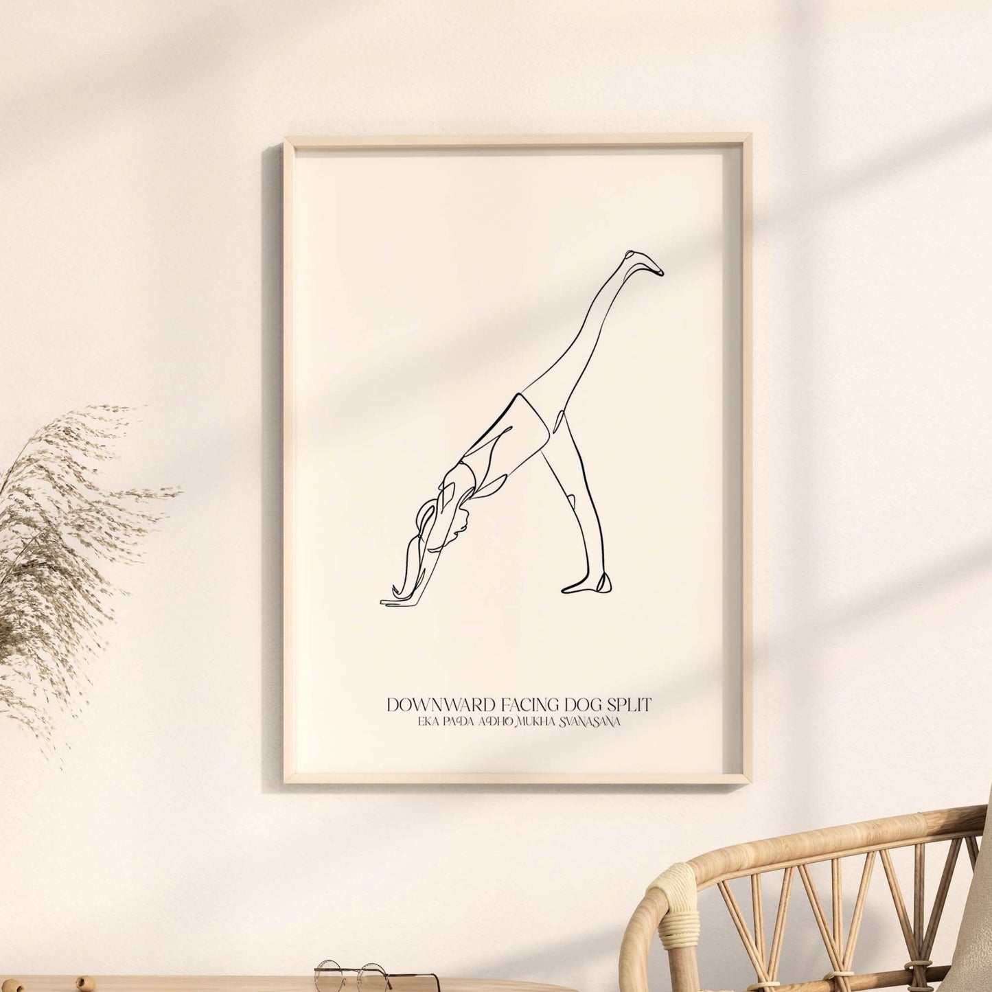 Downward Dog Single Leg Yoga Line Wall Art