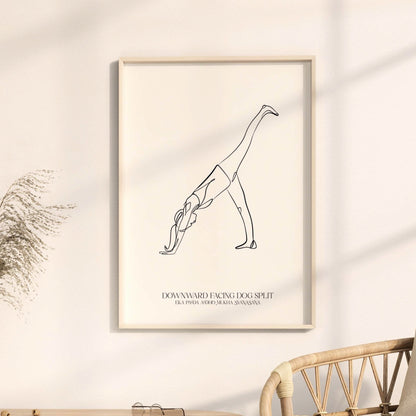 Downward Dog Single Leg Yoga Line Wall Art