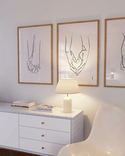 Set of 3 Holding Hands Line Art Wall Art