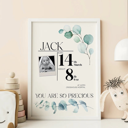 Custom Baby Birth Date, Weight, Location Wall Art