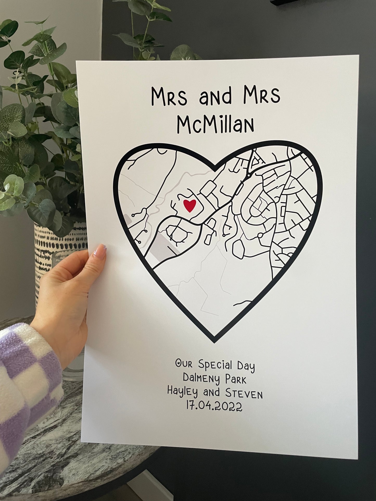 Custom Heart Special Location Map Wall Art