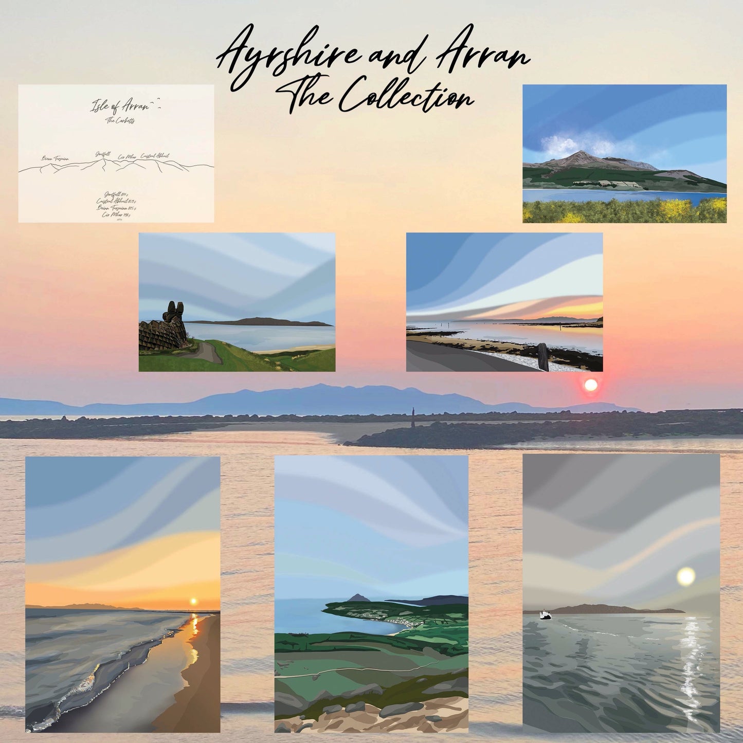 Isle of Arran, The Corbett's Line Art Wall Art