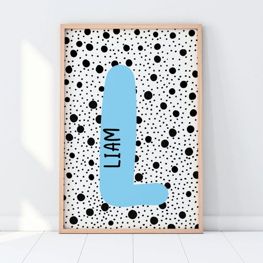 Custom Polka Dot Initial Nursery Kids Wall Art