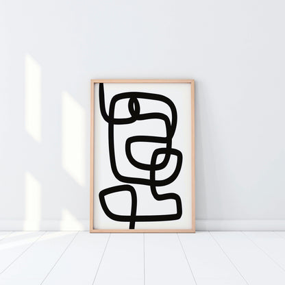 Set of 3 Abstract Monochrome Line Art Wall Art