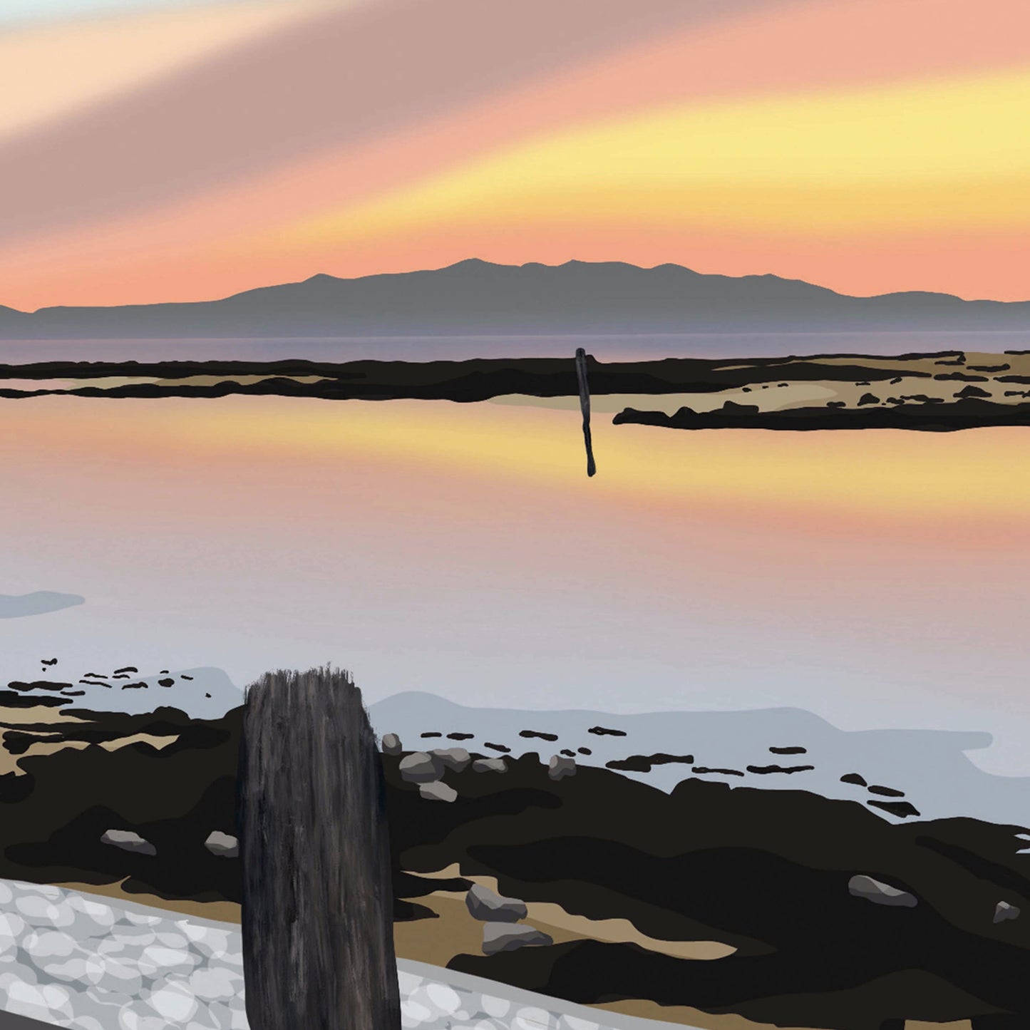 Irvine Pier at Sunset, Ayrshire Arran Scotland Landscape Wall Art