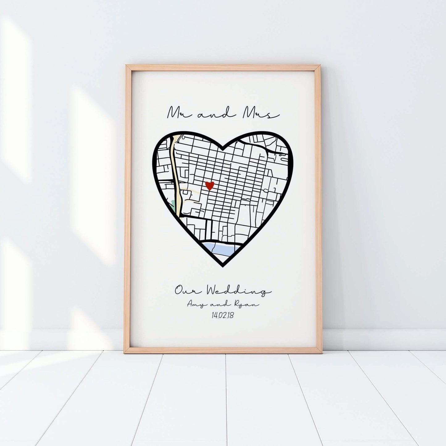 Custom Heart Special Location Map Wall Art